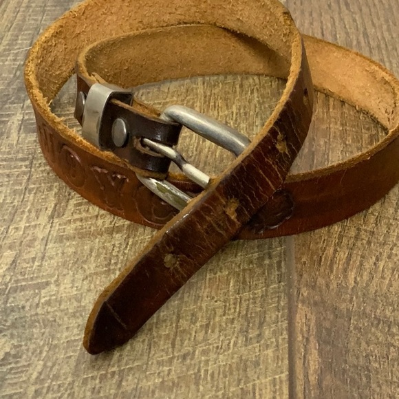 Leather tooled belt * Joyce* solid brass buckle - Picture 4 of 5